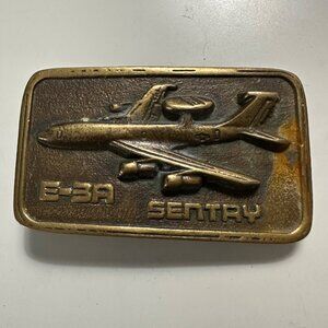 VTG 80’s USAF AWACS Sentry E-3A BLUE KNIGHT 1st Edition Brass Belt Buckle